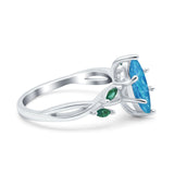 Infinity Twist Green Simulated Emerald Marquise Wedding Ring Simulated Cubic Zirconia 925 Sterling Silver