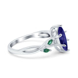 Infinity Twist Green Simulated Emerald Marquise Wedding Ring Simulated Cubic Zirconia 925 Sterling Silver