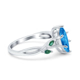 Infinity Twist Green Simulated Emerald Marquise Wedding Ring Simulated Cubic Zirconia 925 Sterling Silver