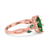 Infinity Twist Green Simulated Emerald Marquise Wedding Ring Simulated Cubic Zirconia 925 Sterling Silver