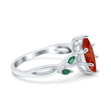 Infinity Twist Green Simulated Emerald Marquise Wedding Ring Simulated Cubic Zirconia 925 Sterling Silver