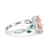 Infinity Twist Green Simulated Emerald Marquise Wedding Ring Simulated Cubic Zirconia 925 Sterling Silver