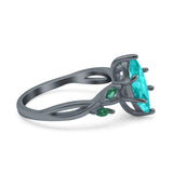 Infinity Twist Green Simulated Emerald Marquise Wedding Ring Simulated Cubic Zirconia 925 Sterling Silver
