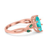 Infinity Twist Green Simulated Emerald Marquise Wedding Ring Simulated Cubic Zirconia 925 Sterling Silver