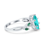 Infinity Twist Green Simulated Emerald Marquise Wedding Ring Simulated Cubic Zirconia 925 Sterling Silver