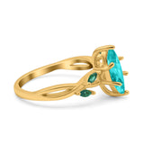Infinity Twist Green Simulated Emerald Marquise Wedding Ring Simulated Cubic Zirconia 925 Sterling Silver