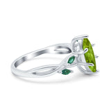 Infinity Twist Green Simulated Emerald Marquise Wedding Ring Simulated Cubic Zirconia 925 Sterling Silver