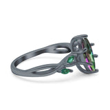 Infinity Twist Green Simulated Emerald Marquise Wedding Ring Simulated Cubic Zirconia 925 Sterling Silver