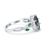 Infinity Twist Green Simulated Emerald Marquise Wedding Ring Simulated Cubic Zirconia 925 Sterling Silver