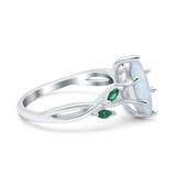 Infinity Twist Green Simulated Emerald Marquise Wedding Ring Simulated Cubic Zirconia 925 Sterling Silver