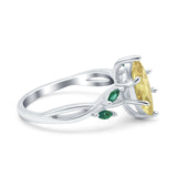 Infinity Twist Green Simulated Emerald Marquise Wedding Ring Simulated Cubic Zirconia 925 Sterling Silver