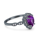 Teardrop Pear Art Deco Wedding Bridal Engagement Ring Round Simulated Cubic Zirconia 925 Sterling Silver