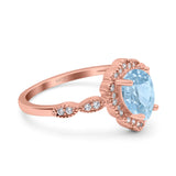 Teardrop Pear Art Deco Wedding Bridal Engagement Ring Round Simulated Cubic Zirconia 925 Sterling Silver