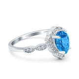 Teardrop Pear Art Deco Wedding Bridal Engagement Ring Round Simulated Cubic Zirconia 925 Sterling Silver