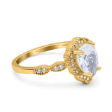Teardrop Pear Art Deco Wedding Bridal Engagement Ring Round Simulated Cubic Zirconia 925 Sterling Silver