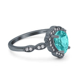 Teardrop Pear Art Deco Wedding Bridal Engagement Ring Round Simulated Cubic Zirconia 925 Sterling Silver