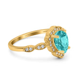 Teardrop Pear Art Deco Wedding Bridal Engagement Ring Round Simulated Cubic Zirconia 925 Sterling Silver