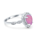 Teardrop Pear Art Deco Wedding Bridal Engagement Ring Round Simulated Cubic Zirconia 925 Sterling Silver