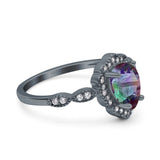 Teardrop Pear Art Deco Wedding Bridal Engagement Ring Round Simulated Cubic Zirconia 925 Sterling Silver