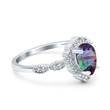 Teardrop Pear Art Deco Wedding Bridal Engagement Ring Round Simulated Cubic Zirconia 925 Sterling Silver