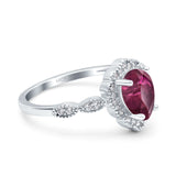 Teardrop Pear Art Deco Wedding Bridal Engagement Ring Round Simulated Cubic Zirconia 925 Sterling Silver