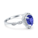 Teardrop Pear Art Deco Wedding Bridal Engagement Ring Round Simulated Cubic Zirconia 925 Sterling Silver