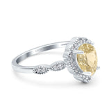 Teardrop Pear Art Deco Wedding Bridal Engagement Ring Round Simulated Cubic Zirconia 925 Sterling Silver