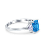 Emerald Cut Art Deco Engagement Ring Simulated Cubic Zirconia 925 Sterling Silver