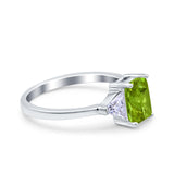 Emerald Cut Art Deco Engagement Ring Simulated Cubic Zirconia 925 Sterling Silver