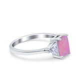 Emerald Cut Art Deco Engagement Ring Simulated Cubic Zirconia 925 Sterling Silver