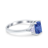 Emerald Cut Art Deco Engagement Ring Simulated Cubic Zirconia 925 Sterling Silver