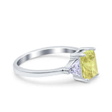 Emerald Cut Art Deco Engagement Ring Simulated Cubic Zirconia 925 Sterling Silver