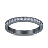 Full Eternity Stackable Band Wedding Ring Simulated CZ 925 Sterling Silver