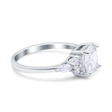 Cushion Cut Marquise Art Deco Wedding Ring Round Simulated Cubic Zirconia 925 Sterling Silver