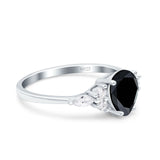 Teardrop Pear Art Deco Wedding Bridal Engagement Ring Round Simulated Cubic Zirconia 925 Sterling Silver