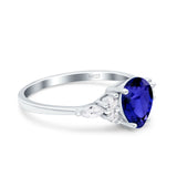 Teardrop Pear Art Deco Wedding Bridal Engagement Ring Round Simulated Cubic Zirconia 925 Sterling Silver