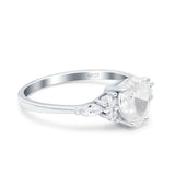 Teardrop Pear Art Deco Wedding Bridal Engagement Ring Round Simulated Cubic Zirconia 925 Sterling Silver