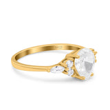 Teardrop Pear Art Deco Wedding Bridal Engagement Ring Round Simulated Cubic Zirconia 925 Sterling Silver