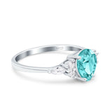 Teardrop Pear Art Deco Wedding Bridal Engagement Ring Round Simulated Cubic Zirconia 925 Sterling Silver