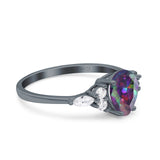 Teardrop Pear Art Deco Wedding Bridal Engagement Ring Round Simulated Cubic Zirconia 925 Sterling Silver