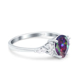 Teardrop Pear Art Deco Wedding Bridal Engagement Ring Round Simulated Cubic Zirconia 925 Sterling Silver