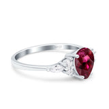 Teardrop Pear Art Deco Wedding Bridal Engagement Ring Round Simulated Cubic Zirconia 925 Sterling Silver
