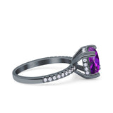 Half Eternity Art Deco Cushion Cut Wedding Engagement Bridal Ring Round Simulated Cubic Zirconia 925 Sterling Silver