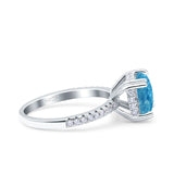 Half Eternity Art Deco Cushion Cut Wedding Engagement Bridal Ring Round Simulated Cubic Zirconia 925 Sterling Silver