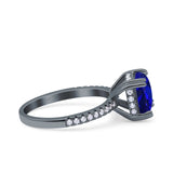 Half Eternity Art Deco Cushion Cut Wedding Engagement Bridal Ring Round Simulated Cubic Zirconia 925 Sterling Silver