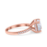 Half Eternity Art Deco Cushion Cut Wedding Engagement Bridal Ring Round Simulated Cubic Zirconia 925 Sterling Silver