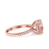 Half Eternity Art Deco Cushion Cut Wedding Engagement Bridal Ring Round Simulated Cubic Zirconia 925 Sterling Silver