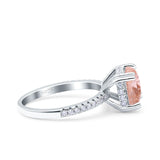 Half Eternity Art Deco Cushion Cut Wedding Engagement Bridal Ring Round Simulated Cubic Zirconia 925 Sterling Silver