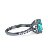 Half Eternity Art Deco Cushion Cut Wedding Engagement Bridal Ring Round Simulated Cubic Zirconia 925 Sterling Silver