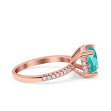 Half Eternity Art Deco Cushion Cut Wedding Engagement Bridal Ring Round Simulated Cubic Zirconia 925 Sterling Silver